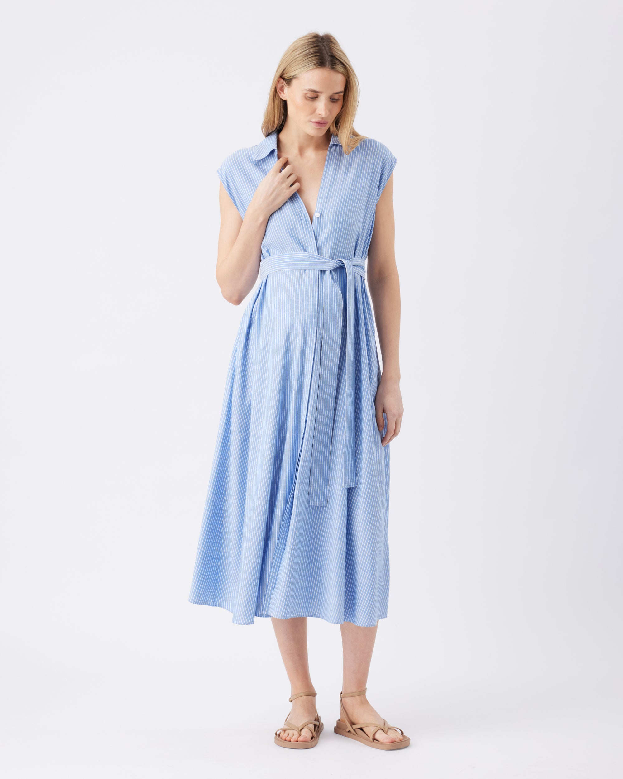 Ripe Abby Stripe Shirt Dress (Blue/White)