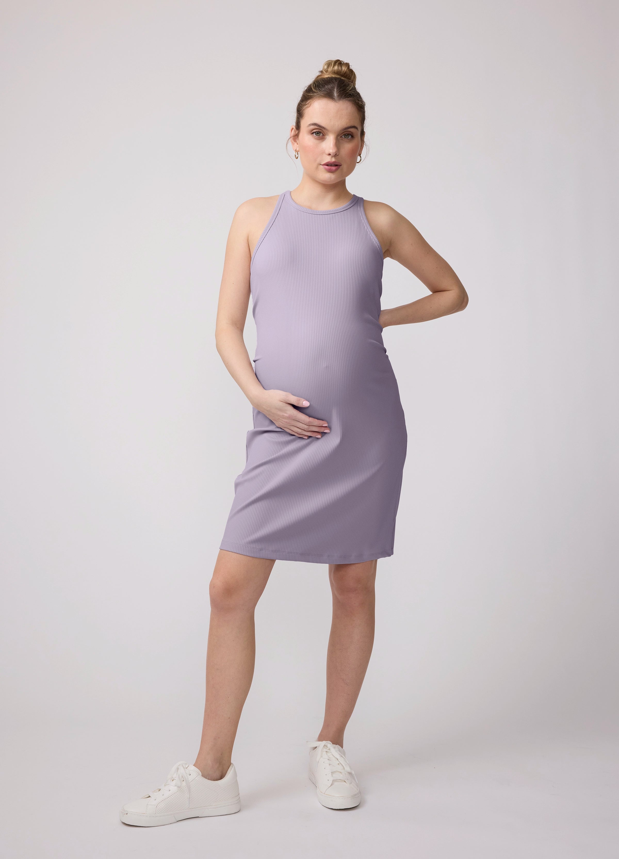 Ribbed Sleeveless Active Maternity Mini Dress
