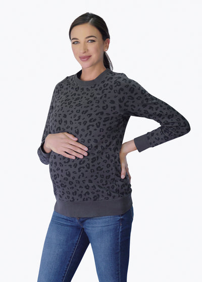 Model is 5'9", 8 months pregnant, and wearing size small||Grey Leopard