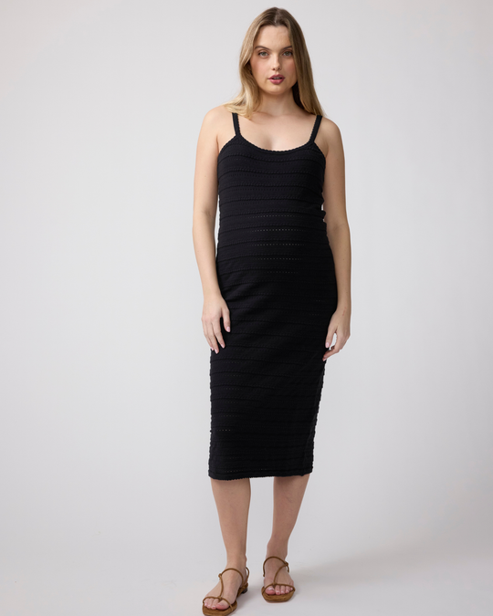 Pointelle Knit Slip Maternity Midi Dress