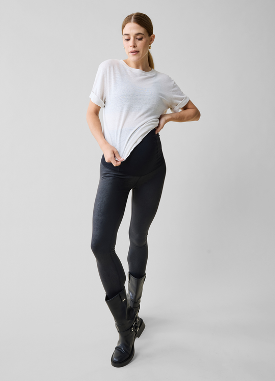 The Faux Leather Black Maternity Leggings