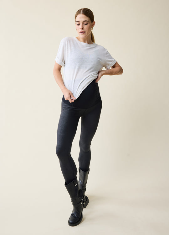 The Faux Leather Black Maternity Leggings