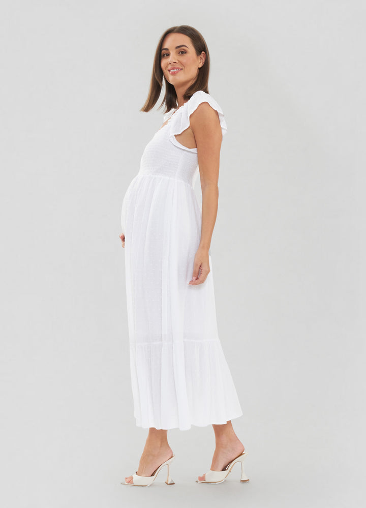 White cotton maternity dress hotsell