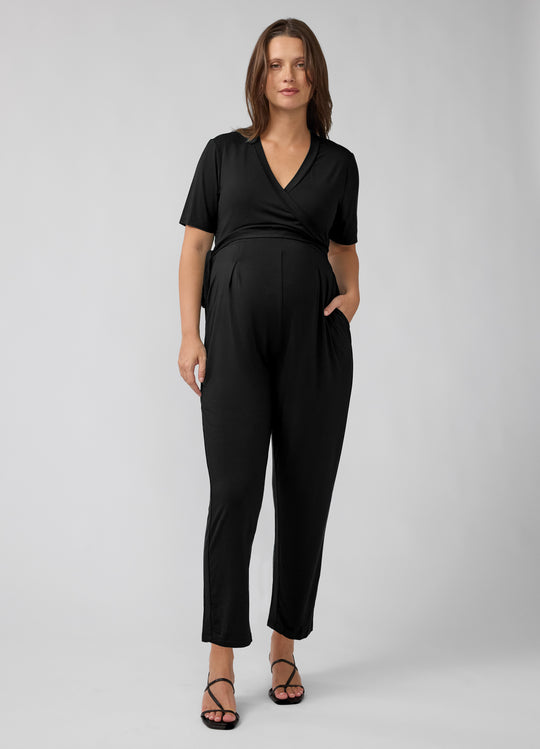 Short Sleeve V-Neck Maternity and Nursing Jumpsuit