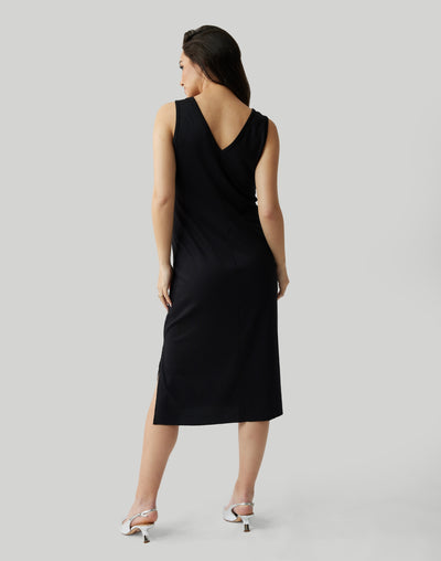 The Always On Maternity V Neck Midi Column Dress