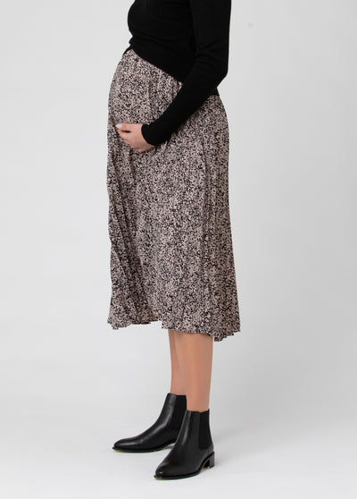 Florence Pleat Maternity Midi Skirt
