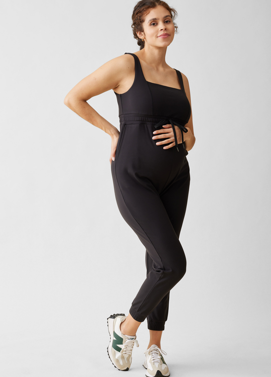 The Athleisure Buttery Soft Black Maternity Jumpsuit