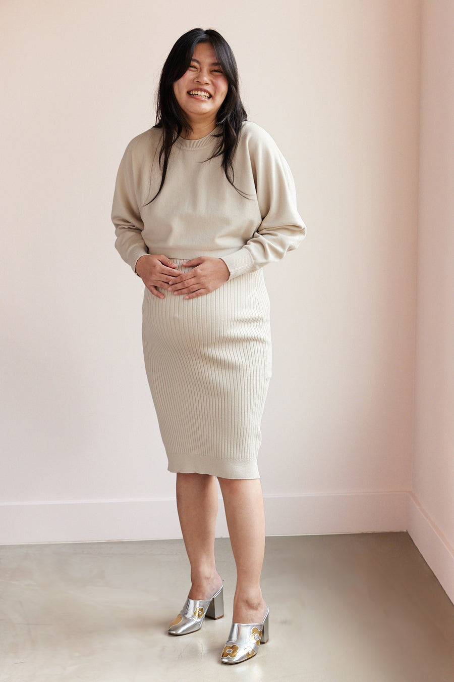 Cream maternity sweater top