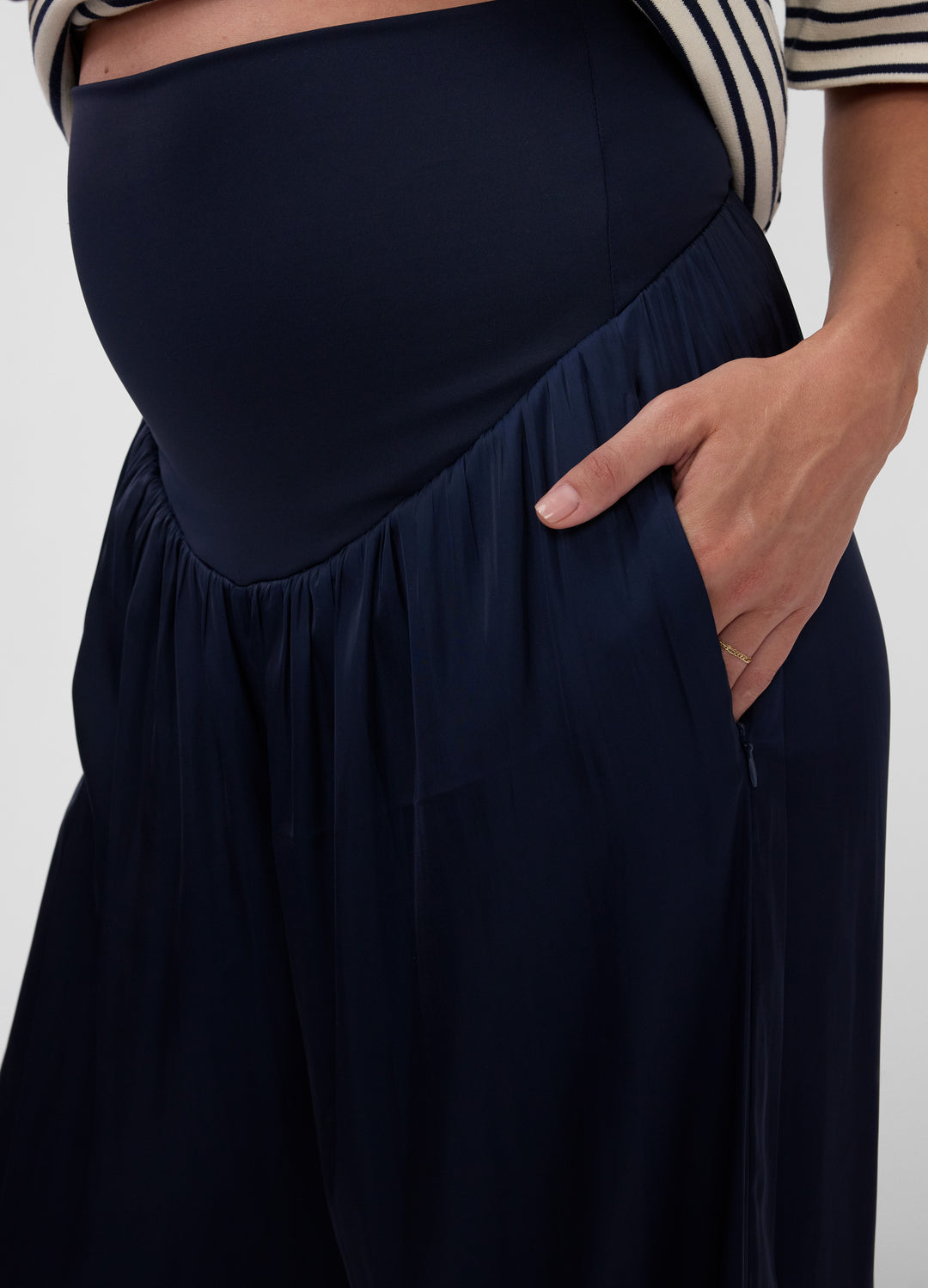 navy blue maternity dress pants Flowy Woven Wide Leg Over-the-Bump Pant – Ingrid & Isabel Size:SHOE US 6 feminine Dark Ice Ballroom Dance Womens trousers have that offers low