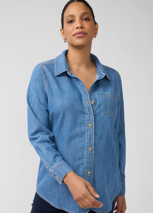 Maternity & Nursing Denim Button-Down Shirt