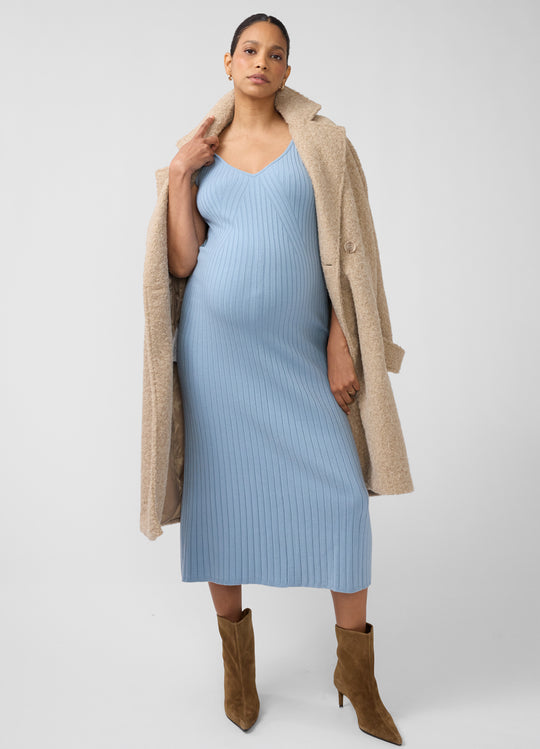 Sleeveless Rib Sweater Maternity Nursing Midi Dress