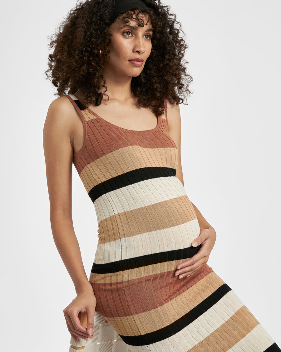 Ripe Sarah Stripe Knit Maternity Dress (Amber Black) Ripe Sarah Stripe Knit Maternity Dress (Amber Black)