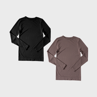 Seamless Maternity Rib Long Sleeve Crew Tee 2 Pack Bundle
