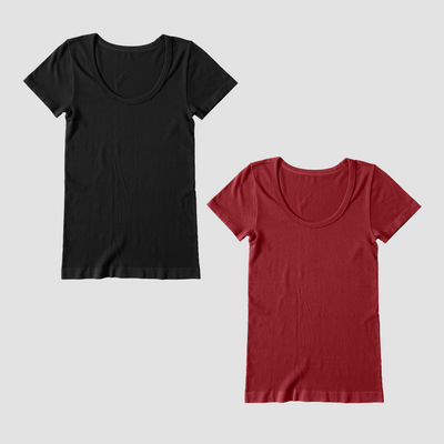 Seamless Maternity Rib Short Sleeve Crew Tee 2 Pack Bundle