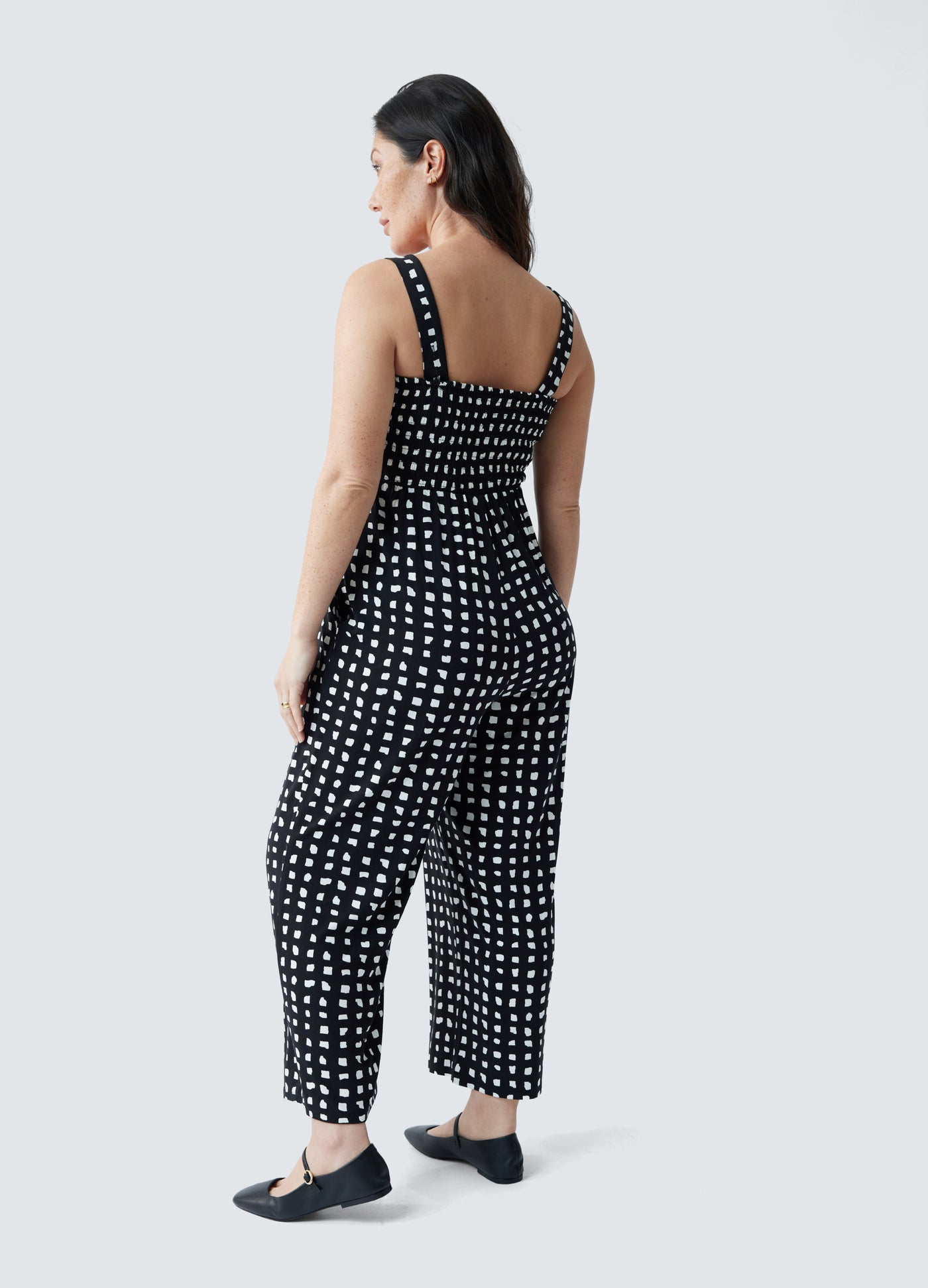 Smocked Bodice Maternity Jumpsuit with Flowy Legs – Ingrid Isabel