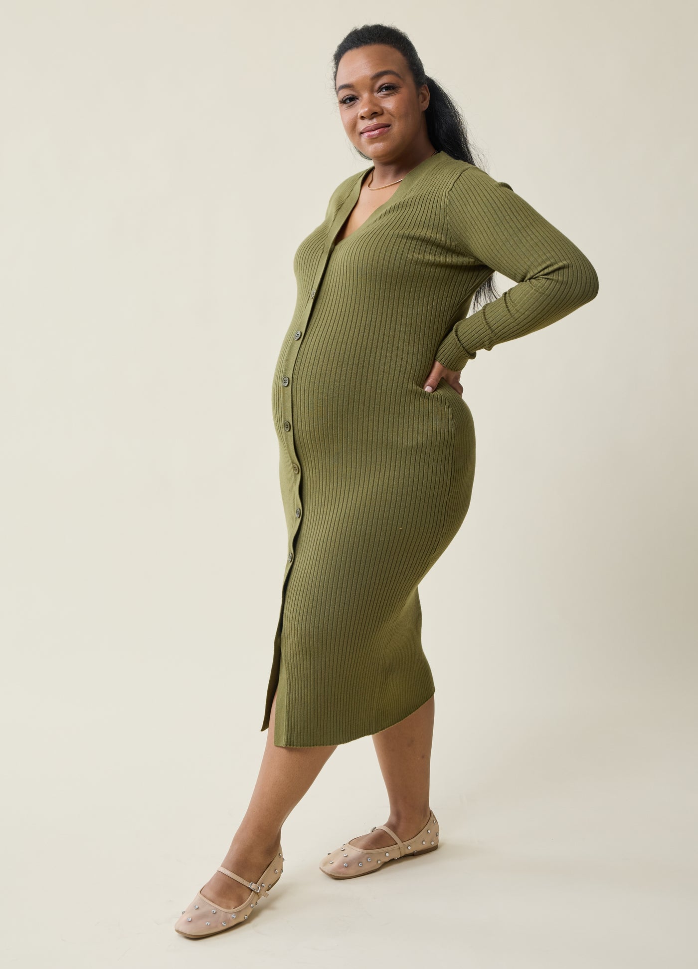 Maternity Sweater Dress with Button Front Detail Ingrid Isabel