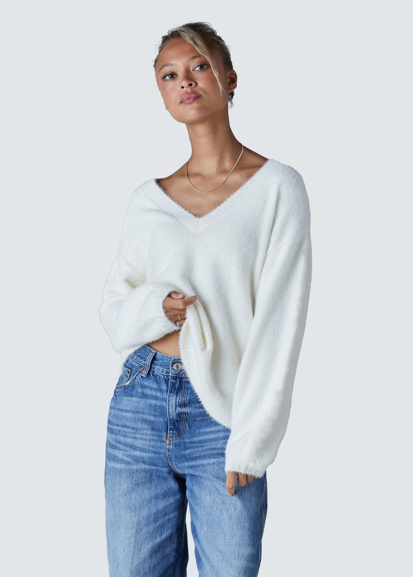 Fluffy V-Neck Sweater