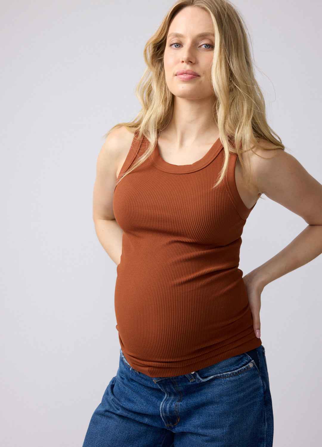 Seamless Maternity Stretch Rib Tank - Black & Stone – Ingrid & Isabel