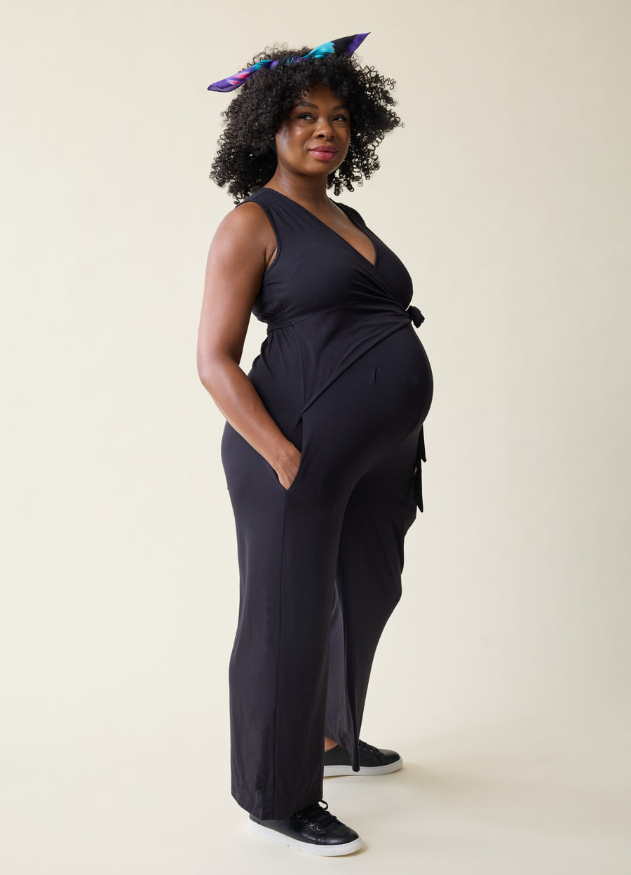 Pregnancy Clothes Maternity Nursing Jumpsuit Black Maternity