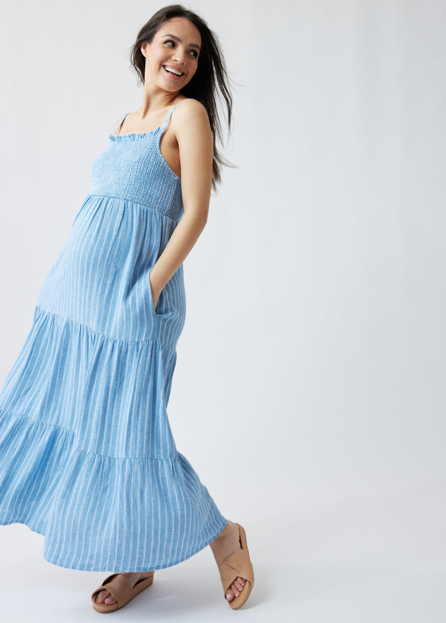 Smocked Maternity Maxi Dress with Pockets  Ingrid & Isabel