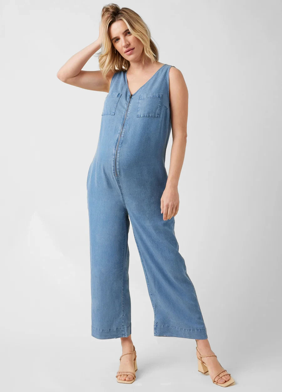 Maternity Jumpsuit with Zip Front Closure – Ingrid & Isabel