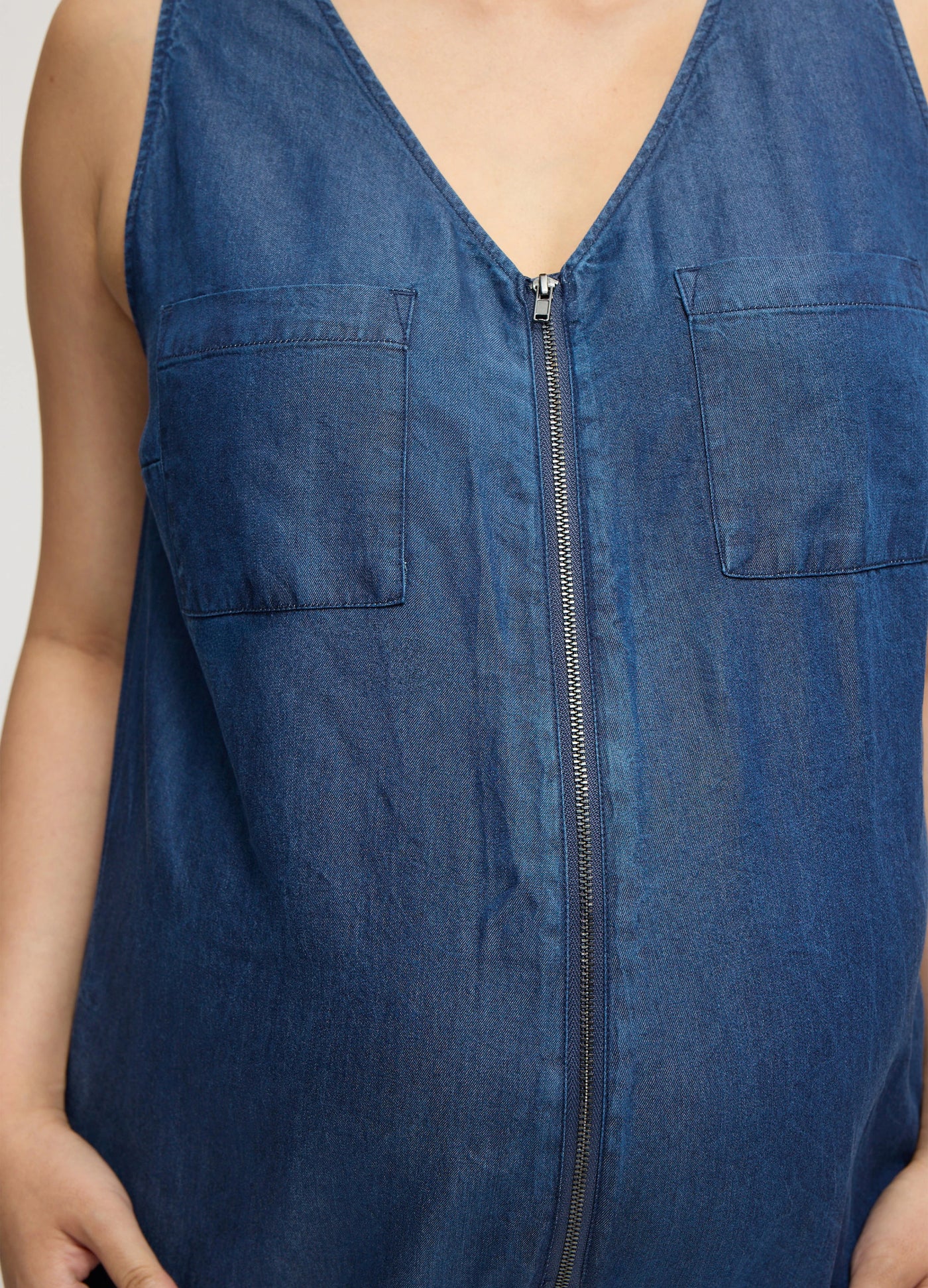 The Zip & Relax Maternity + Nursing Chambray Jumpsuit