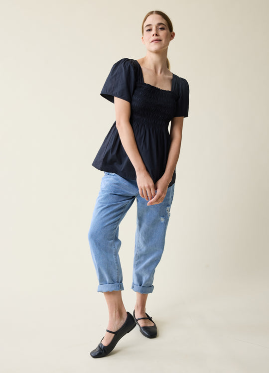 Maternity Tie Back Smocked Top