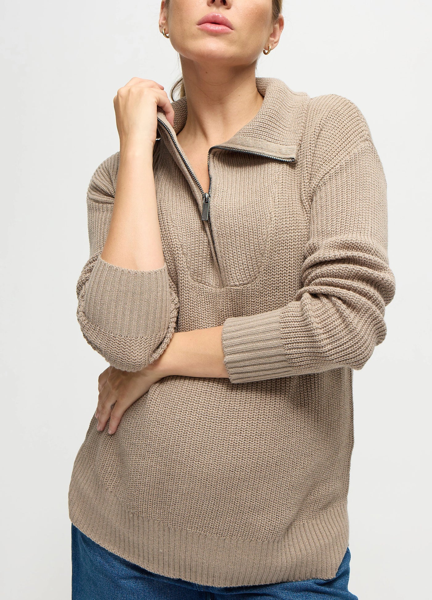 The Stay Cozy Quarter Zip Maternity Sweater