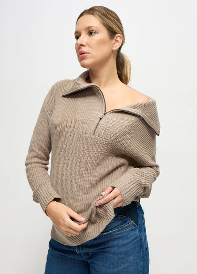 The Stay Cozy Quarter Zip Maternity Sweater
