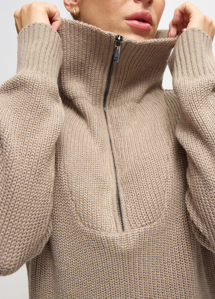 TAUPE ニット The Stay Cozy Quarter Zip Maternity Sweater – Ingrid & Isabel