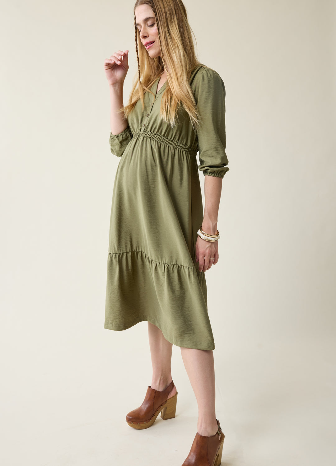 LUOFEN Maternity Dress - Long Sleeve Bodycon Maxi With Side Split For Baby  Shower & Pregnancy Bodycon Maternity Dress For Baby Shower