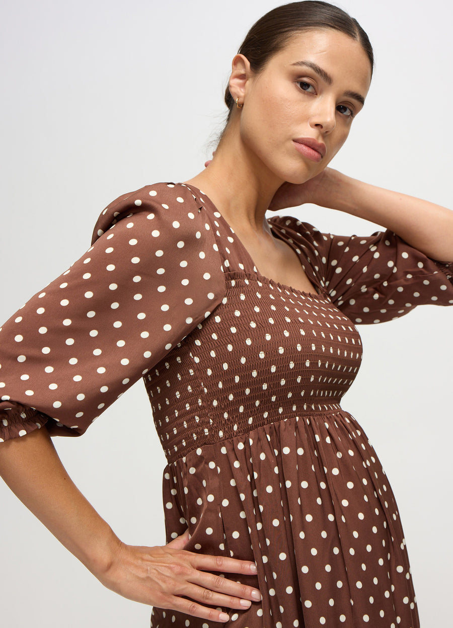 Ingrid & Isabel Maternity Breeze Midi Dress Blue Multi Blur Dot Size S