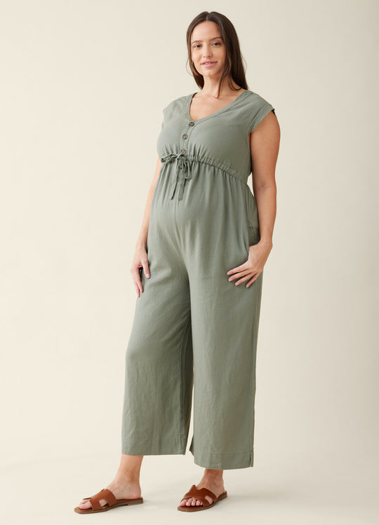 The Luxe Maternity Linen Jumpsuit