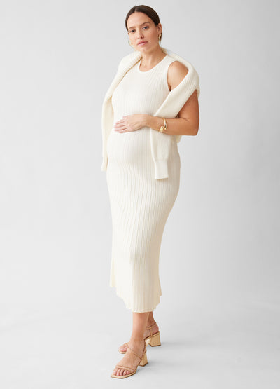 The Paris Maternity Ribbed Sweater Midi Dress