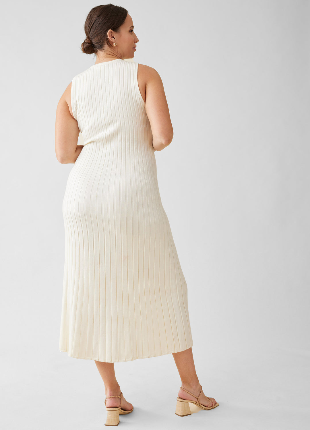 sweater knit ribbed midi dress Brown Ribbed Sweater Dress - Sweater Set - Ruffled Midi Dress
