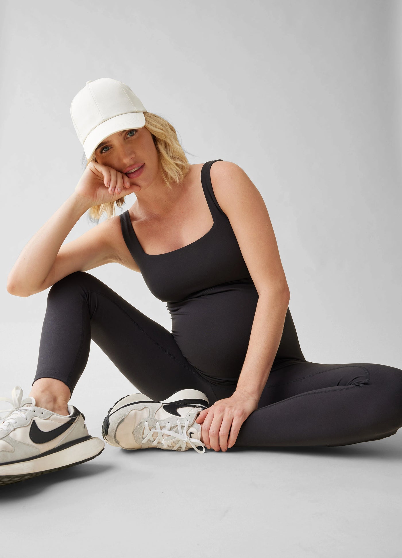 The Long Black Maternity Active Unitard Jumpsuit