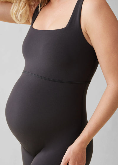 The Long Black Maternity Active Unitard Jumpsuit