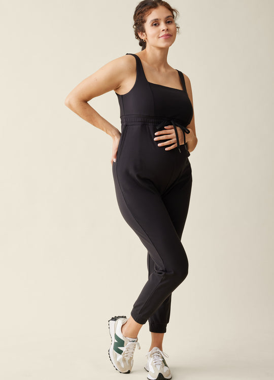 The Athleisure Buttery Soft Black Maternity Jumpsuit