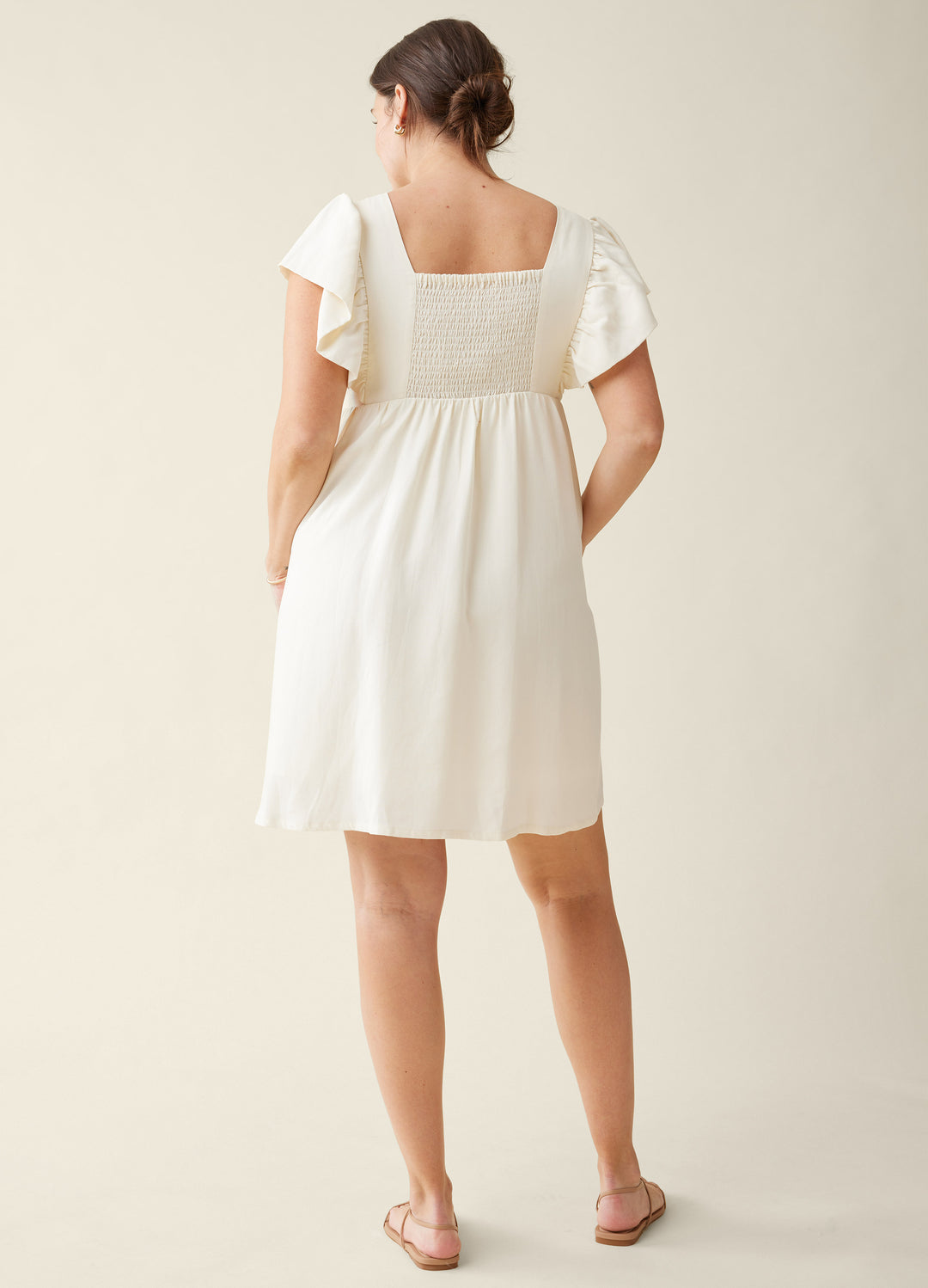 The Madeline Flutter Sleeve Maternity Dress Buttermilk / S