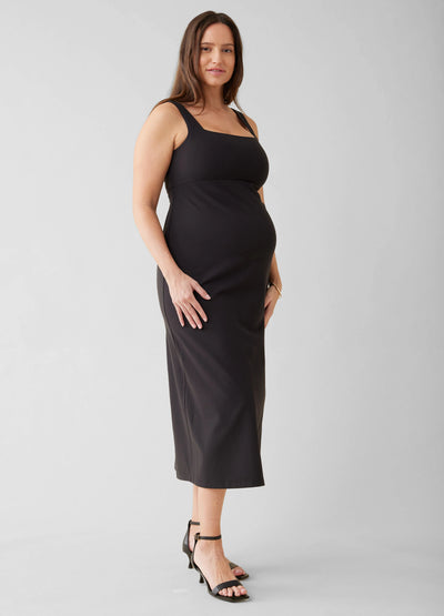 The Everyday Black Maternity Midi Dress