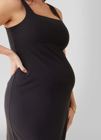The Everyday Black Maternity Midi Dress