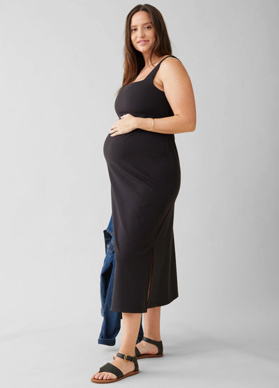The Everyday Black Maternity Midi Dress