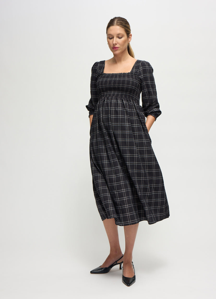 Ingrid & Isabel Ruffle Sleeve Midi Dress - Black/White Windowpane - Xs Ingrid & Isabel Ruffle Sleeve Midi Dress - Black/White Windowpane - Xs