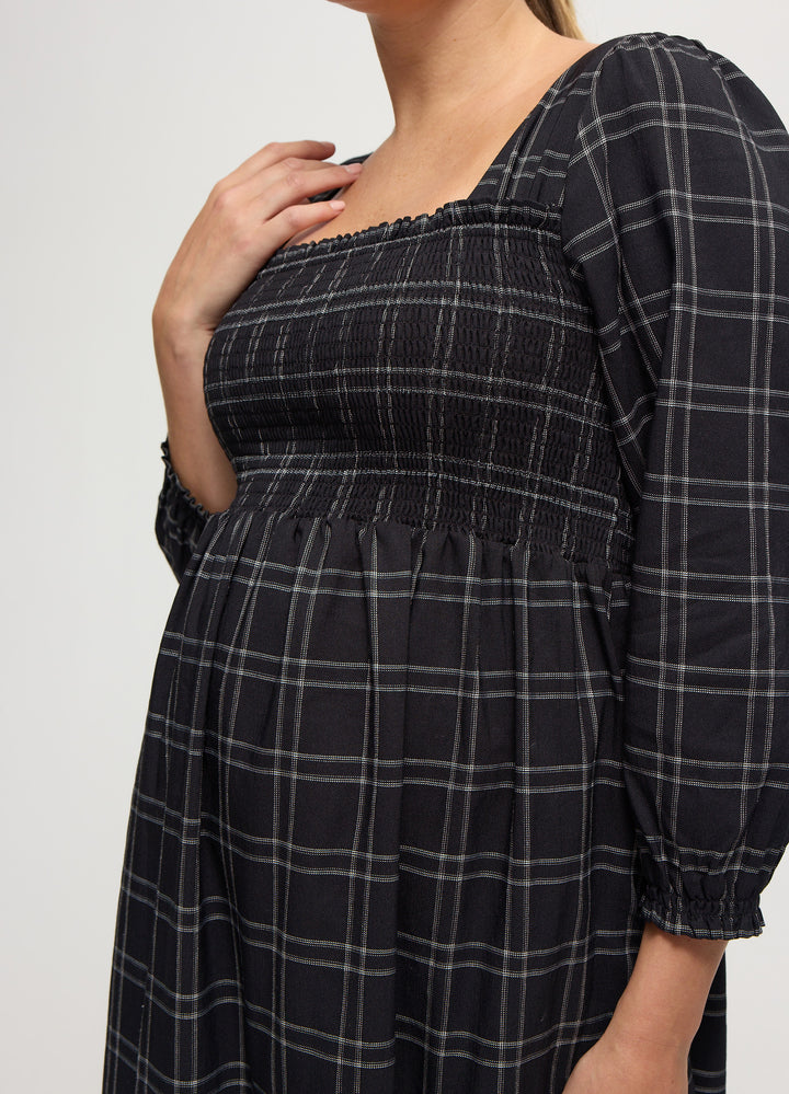 Ingrid & Isabel Ruffle Sleeve Midi Dress - Black/white Windowpane - XS Ingrid & Isabel Ruffle Sleeve Midi Dress - Black/white Windowpane - XS