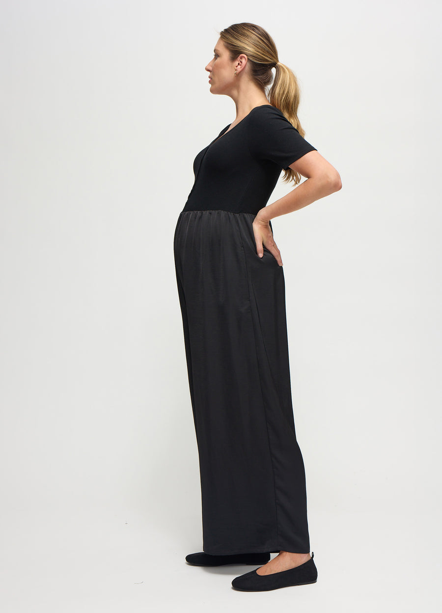 ingrid and isabel maxi dress Ingrid + Isabel Maternity Mix Media Jumpsuit Black Size XS