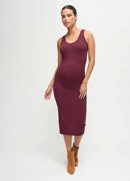 The Modern Muse Textured Bodycon Midi Tank Maternity Dress