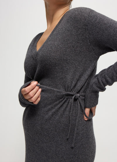 The Soft V-Neck Sweater Midi Dress