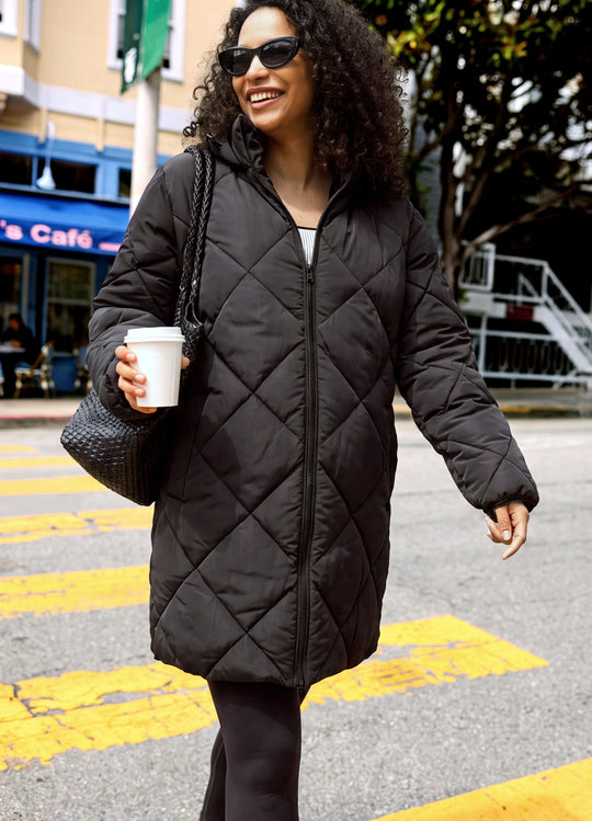 Quilted Longline Maternity and Postpartum Puffer Jacket