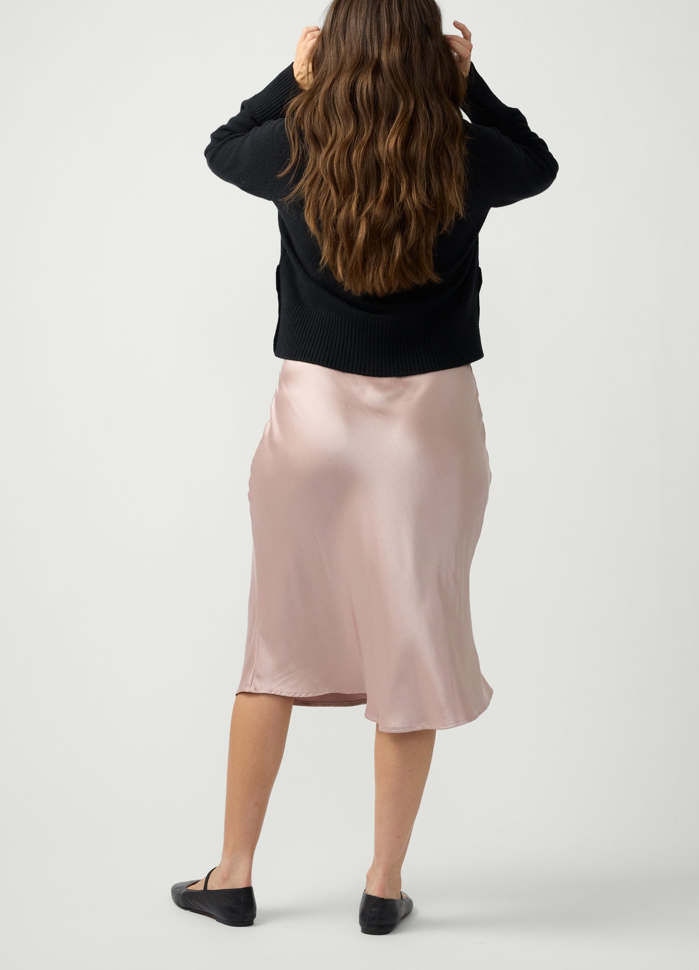 The Satin Slip Midi Maternity Skirt