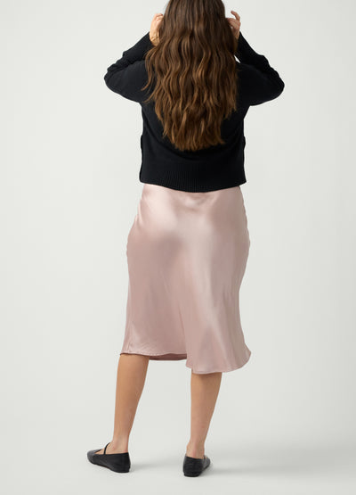 The Satin Slip Midi Maternity Skirt